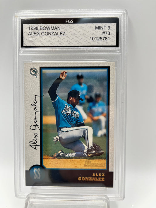 1998 Alex Gonzalez Bowman #73 Rookie Graded Mint 9