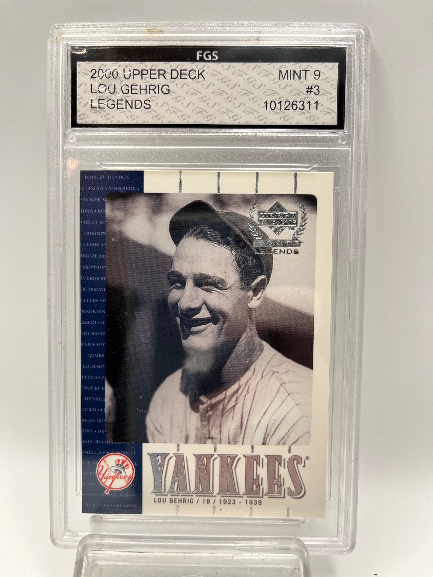 2000 Lou Gehrig Upper Deck Legends #3  Graded Mint 9