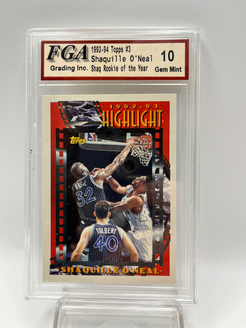 1993-94 Shaquille O'Neal Topps #3 ROY Graded Gem Mint 10
