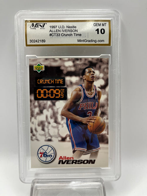 1997 Allen Iverson Nestle Crunch Time #CT33 Rookie Graded Gem Mint 10