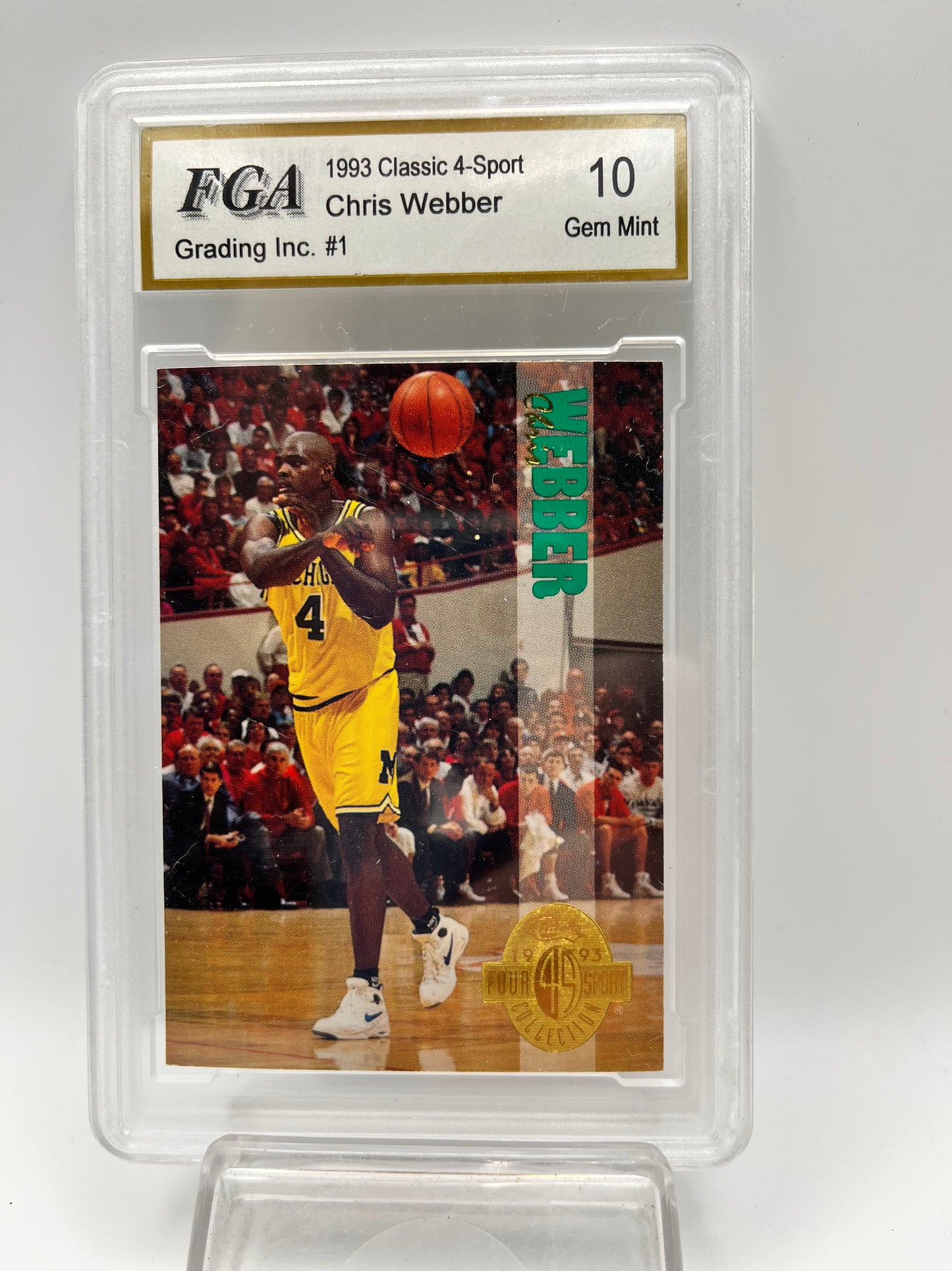 1993 Chris Webber Classic 4-Sport #1 Rookie Graded Gem Mint 10