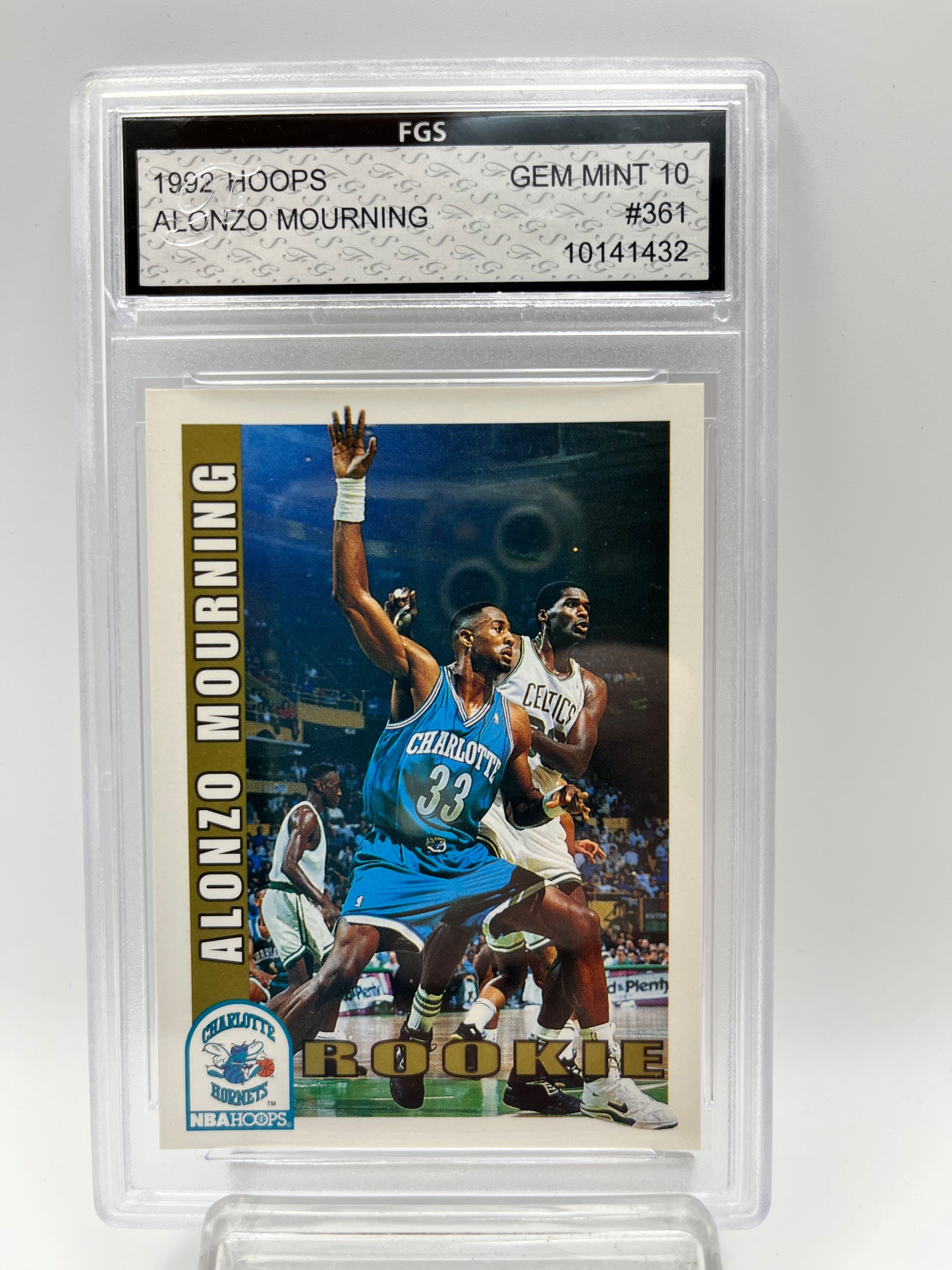 1992-93 Alonzo Mourning NBA Hoops #361 Rookie Graded Gem Mint 10
