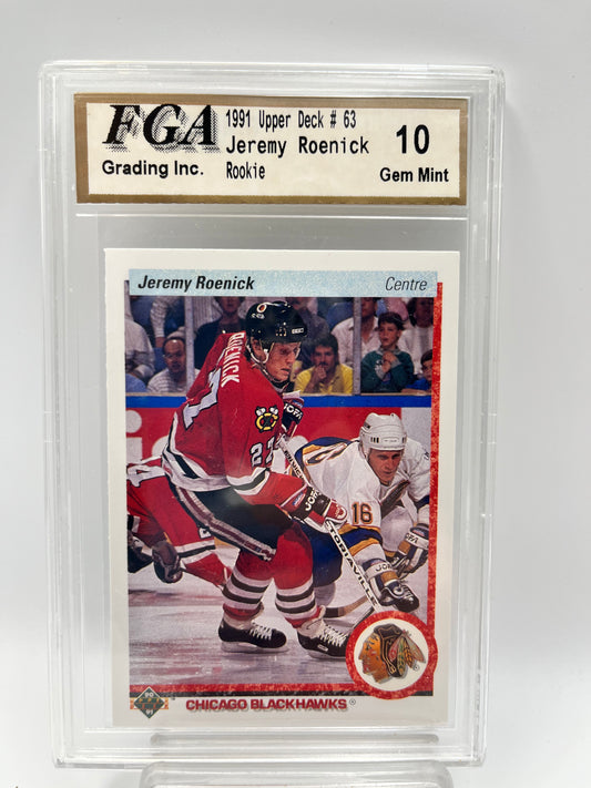 1990-91 Jeremy Roenick Upper Deck #63 Rookie Graded Gem Mint 10 French Version