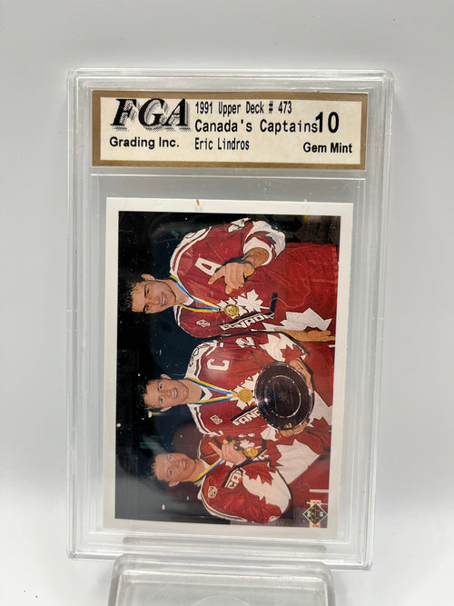 1990-91 Canada's Captains Upper Deck #473 Rookie Graded Gem Mint 10 Lindros Draper French Version