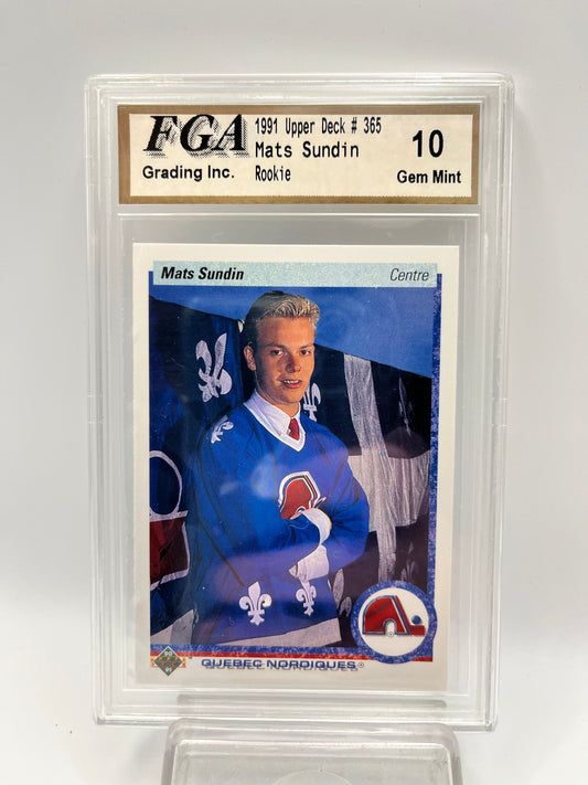 1990-91 Mats Sundin Upper Deck #365 Rookie Graded Gem Mint 10 French Version