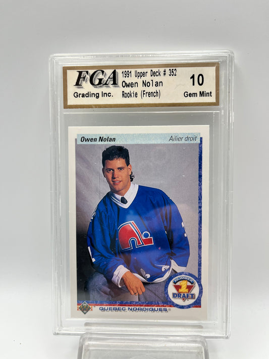 1990-91 Owen Nolan Upper Deck #352 Rookie Graded Gem Mint 10 French Version