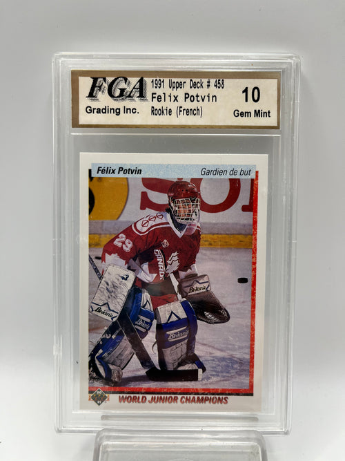 1990-91 Felix Potvin Upper Deck #458 Rookie Graded Gem Mint 10 French Version