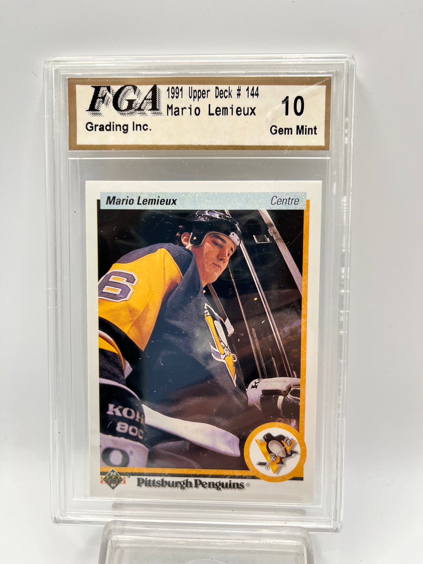 1990-91 Mario Lemieux Upper Deck #144 Graded Gem Mint 10 French Version
