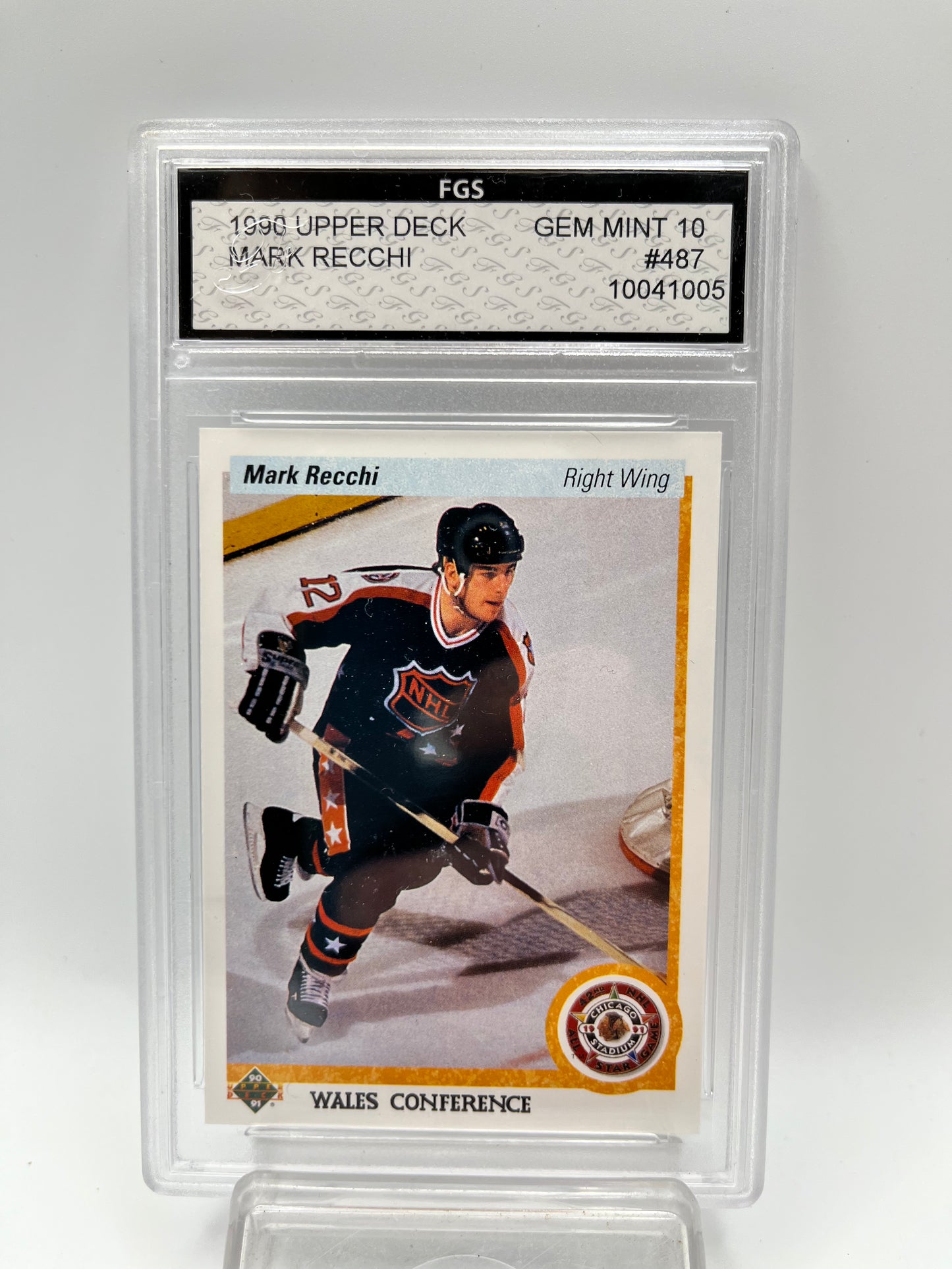 1990-91 Mark Recchi Upper Deck #487 Graded Gem Mint 10
