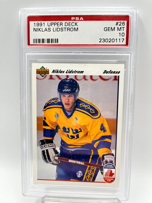 1991-92 Niklas Lindstrom Upper Deck #26 Rookie Graded Gem MInt 10