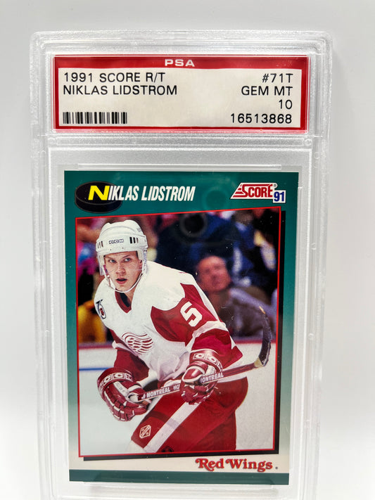 1991-92 Niklas Lindstrom Score #71T Rookie & Traded Graded Gem MInt 10