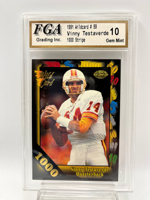 1991 Vinnie Testaverde Wild Card #59 1000 Stripe Graded Gem Mint 10