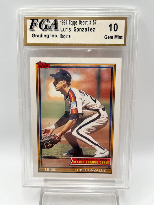 1990 Luis Gonzalez Topps Debut #57 Rookie Graded Gem Mint 10