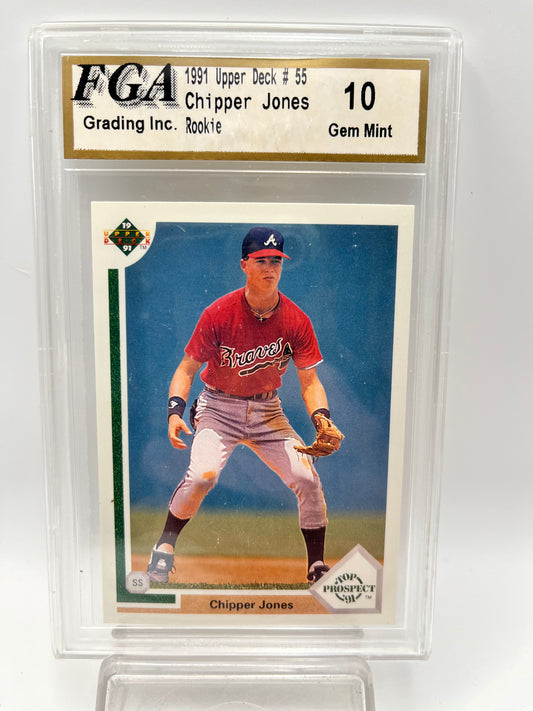 1991 Chipper Jones Upper Deck #55 Rookie Graded Gem Mint 10