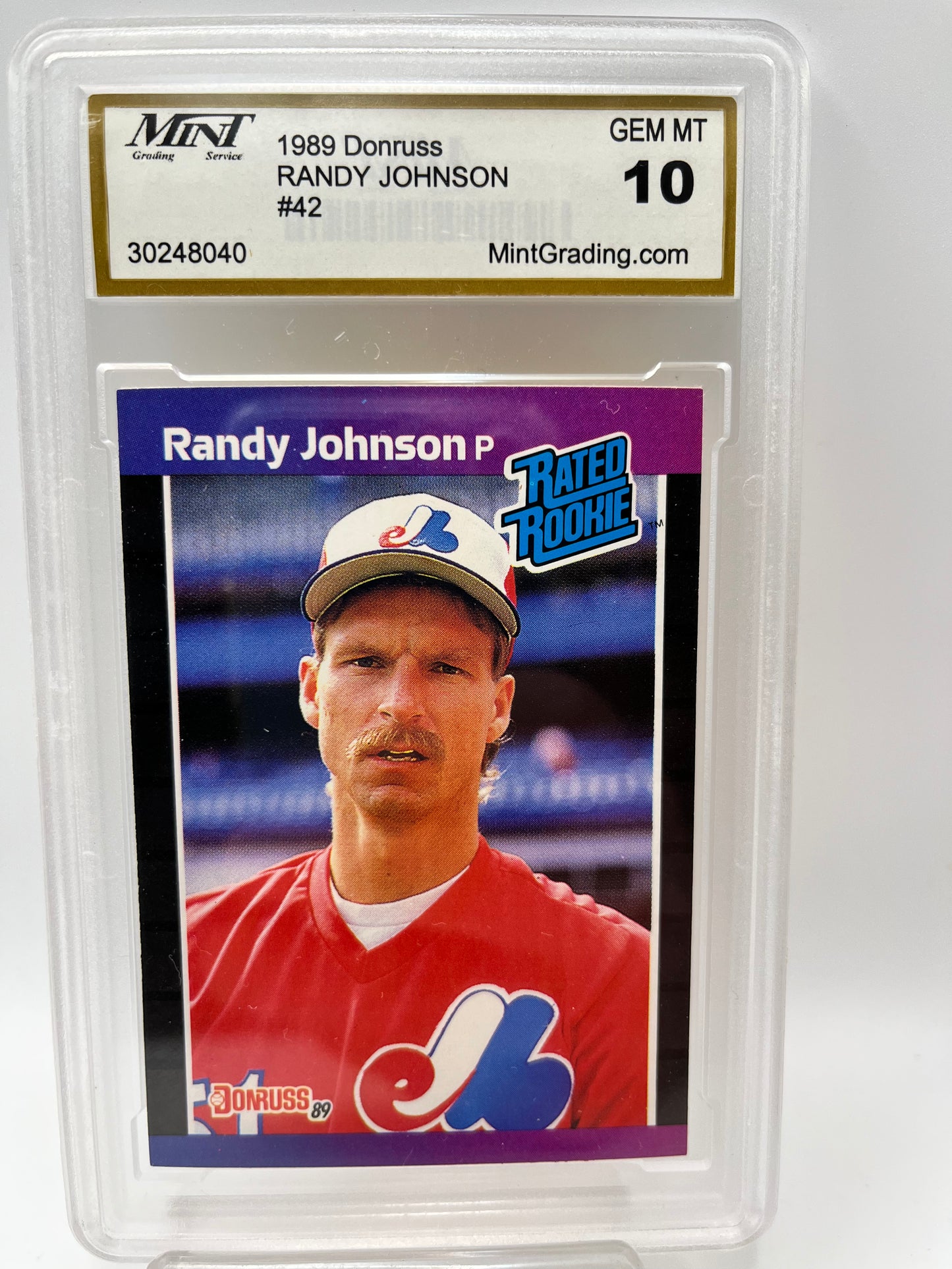 1989 Randy Johnson Donruss #42 Rookie Graded Gem Mint 10