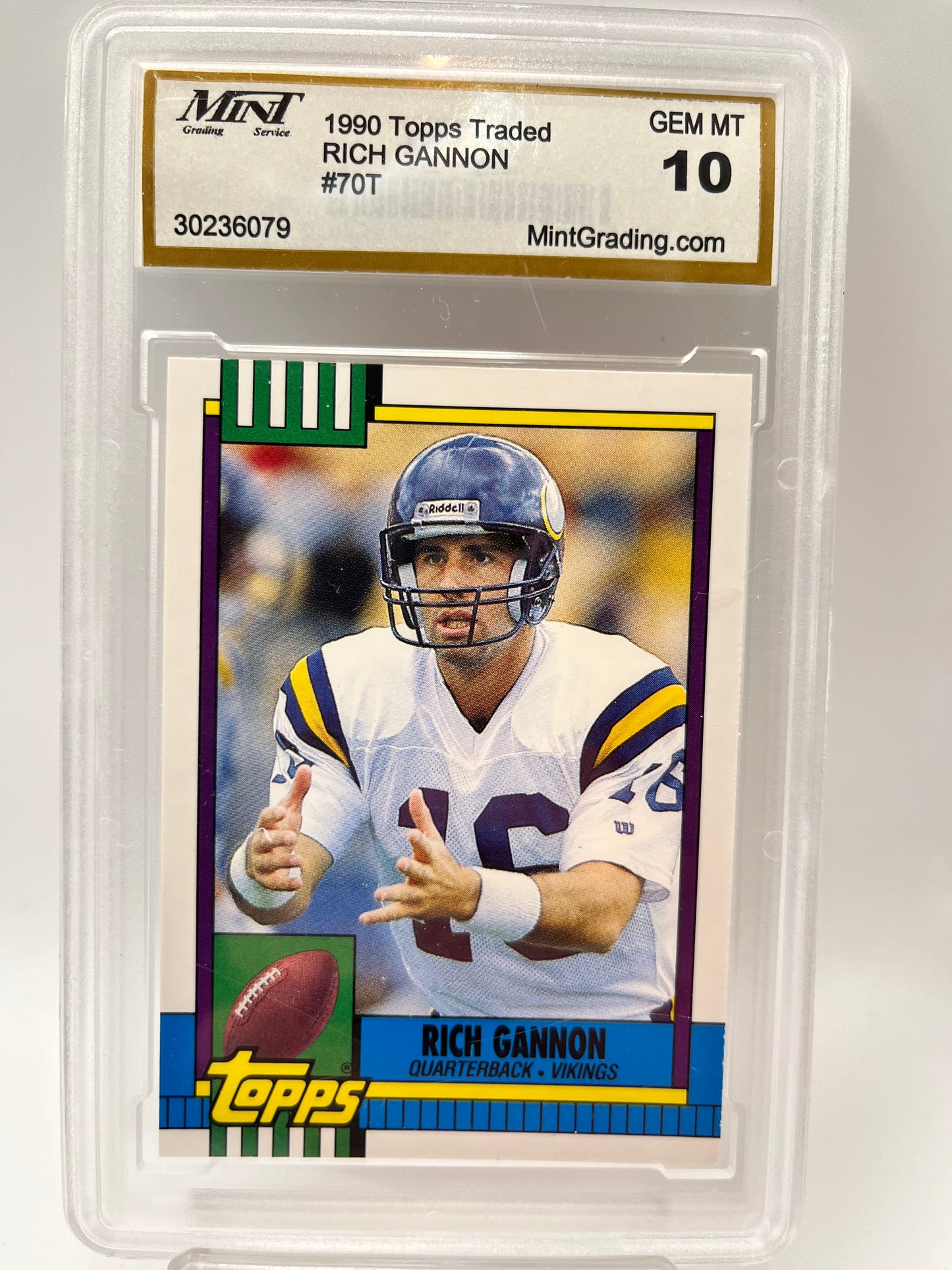 1990 Rich Gannon Rookie Topps Traded #70T Graded Gem Mint 10 Raiders