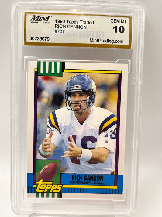 1990 Rich Gannon Rookie Topps Traded #70T Graded Gem Mint 10 Raiders