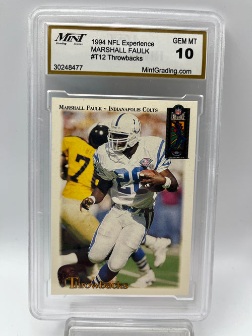 1994 Marshall Faulk NFL Experience T12 Throwbacks Graded Gem Mint 10