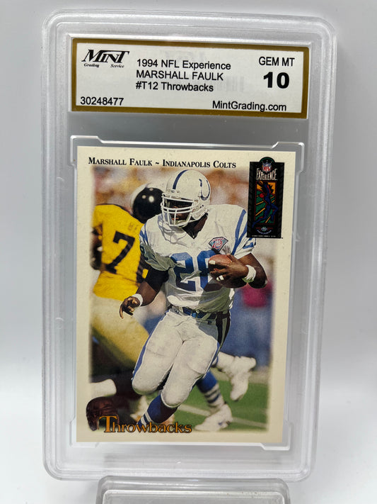 1994 Marshall Faulk NFL Experience T12 Throwbacks Graded Gem Mint 10