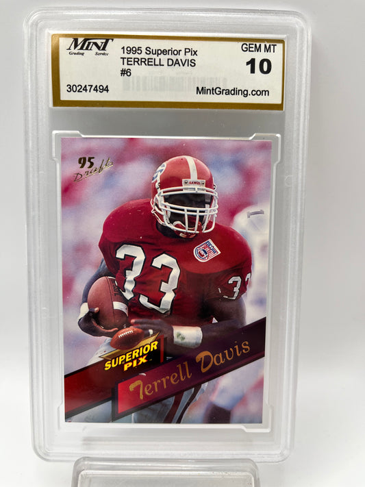 1995 Terrell Davis Superior Pix #6 Draft Graded Gem Mint 10 Rookie